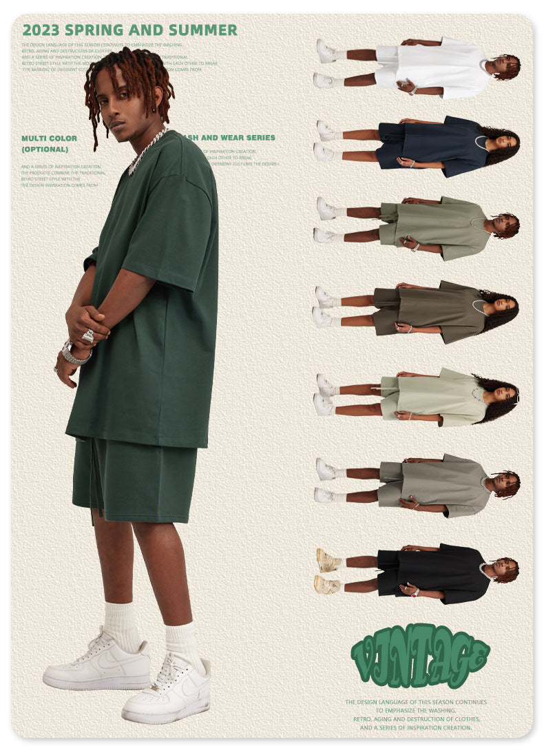 Be Men's 2024 Heavy Fog Teen Fashion Brand Men's Loose Cropped Pants Men's Sports Casual Shorts Summer