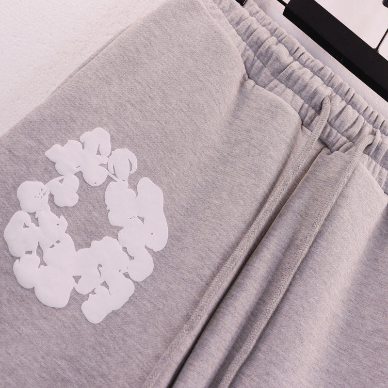 380gsm Denim tears Puff Print Sweatshirt and Sweatpants Casual Hoodie Men's and Women's Sports Suit