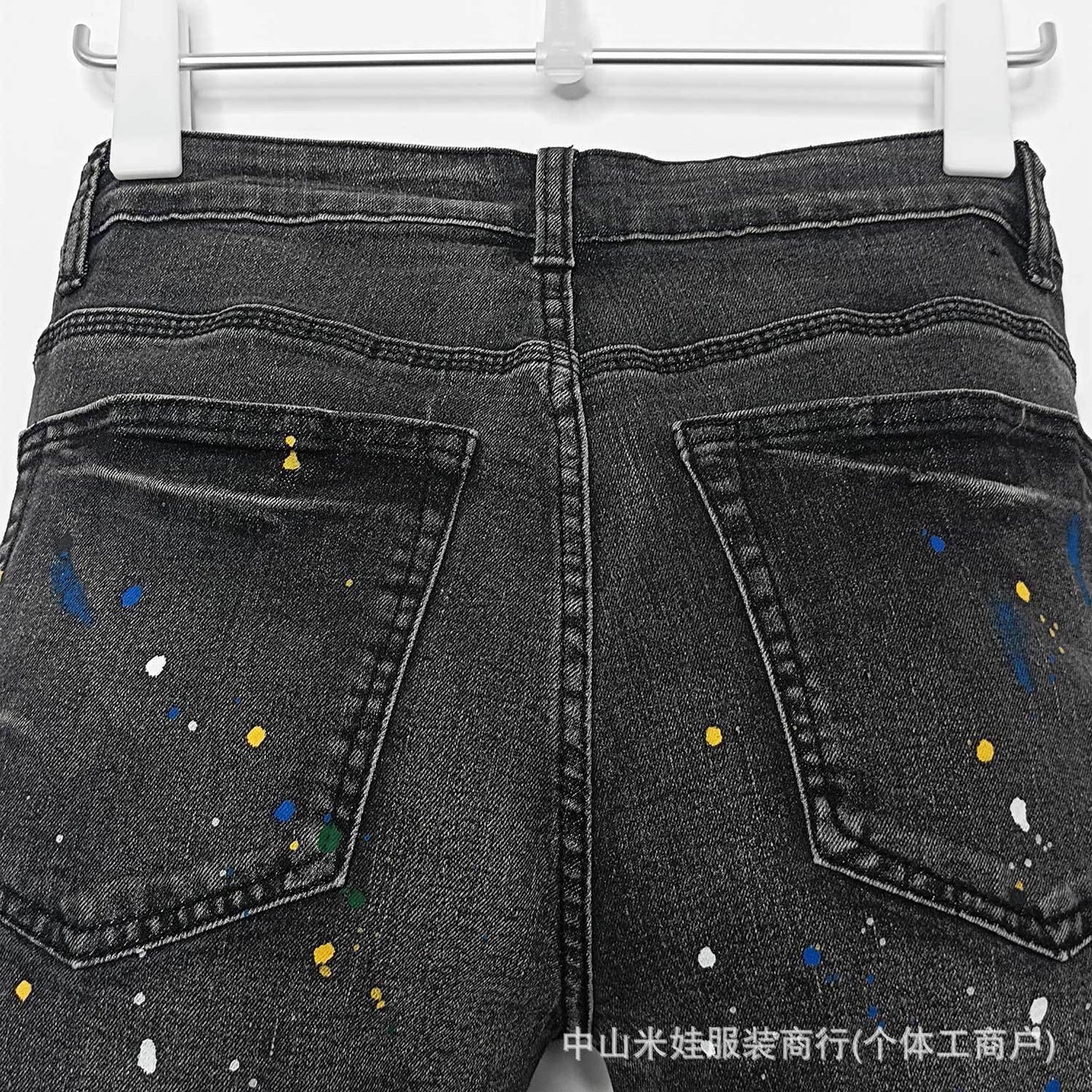 Purple Jeans Splash-Ink Jeans Washed Do the Old Cowboy Denim Shorts