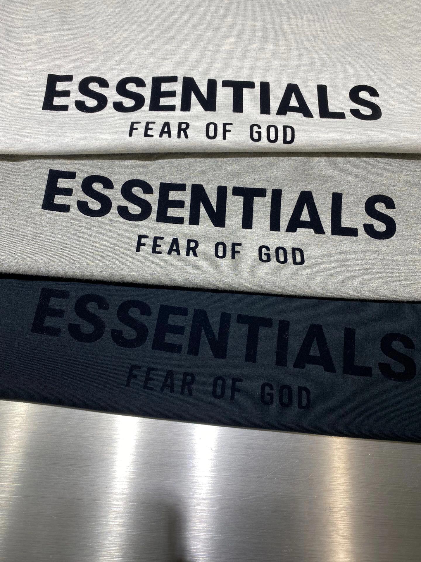 Top Essentials Flocking Letter Crew Neck 100% Cotton Long Sleeve T-shirt Fog Men and Women