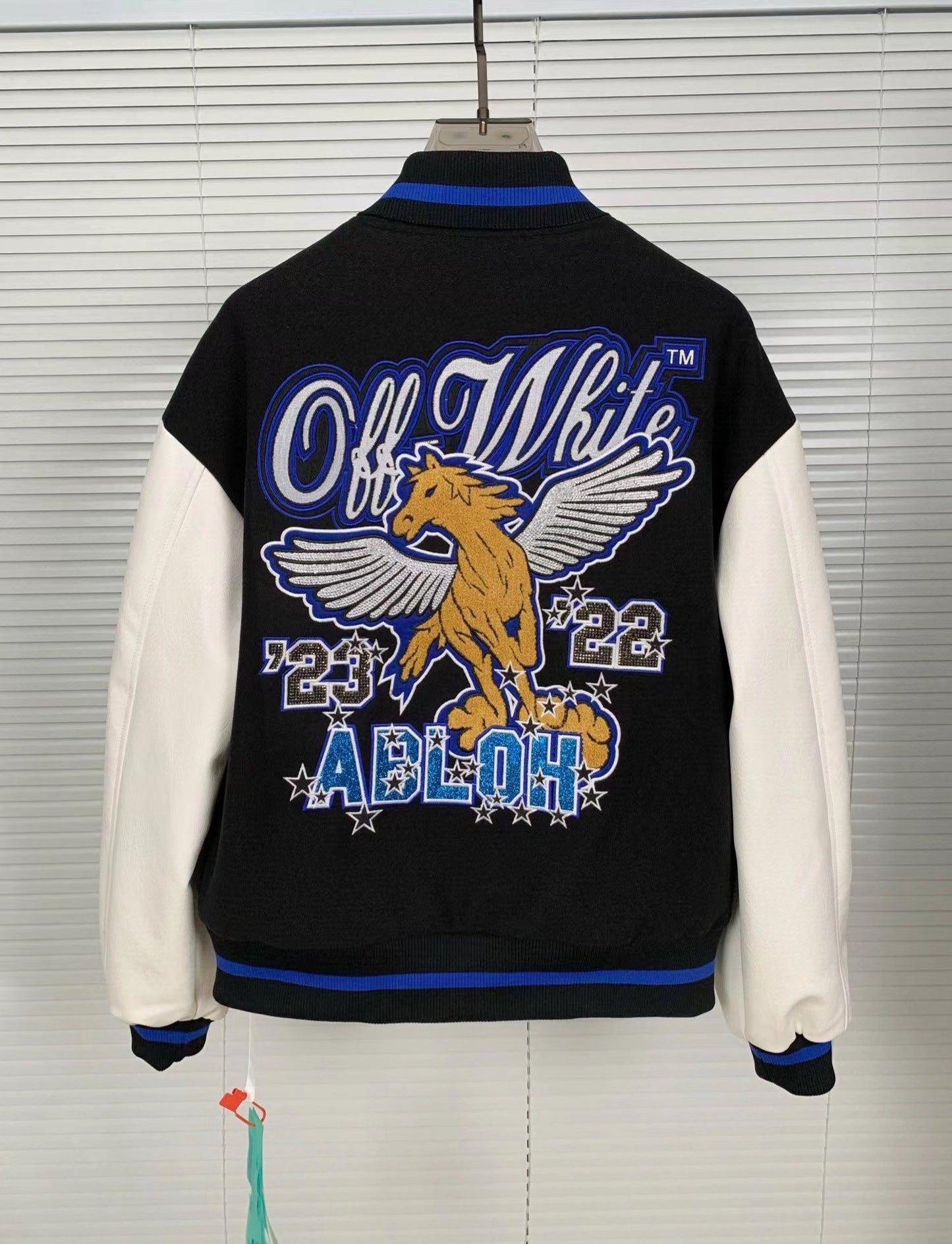 Off-White Patchwork Baseball Jacket Unisex Youth Street Fashion Jacket Coat