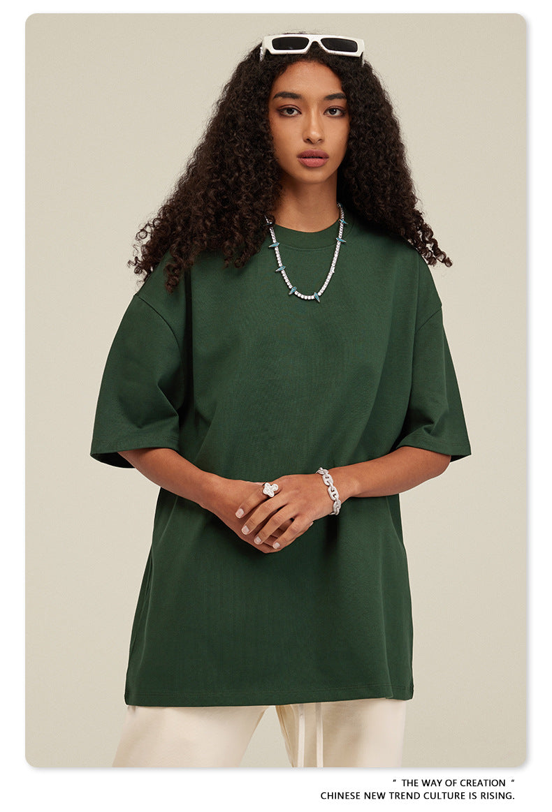 Be Men's 2024 Bashi Cotton T-shirt Heavy Loose Teen Short-Sleeved Men's T Summer Fashion Brand Short Sleeve T-shirt Men's