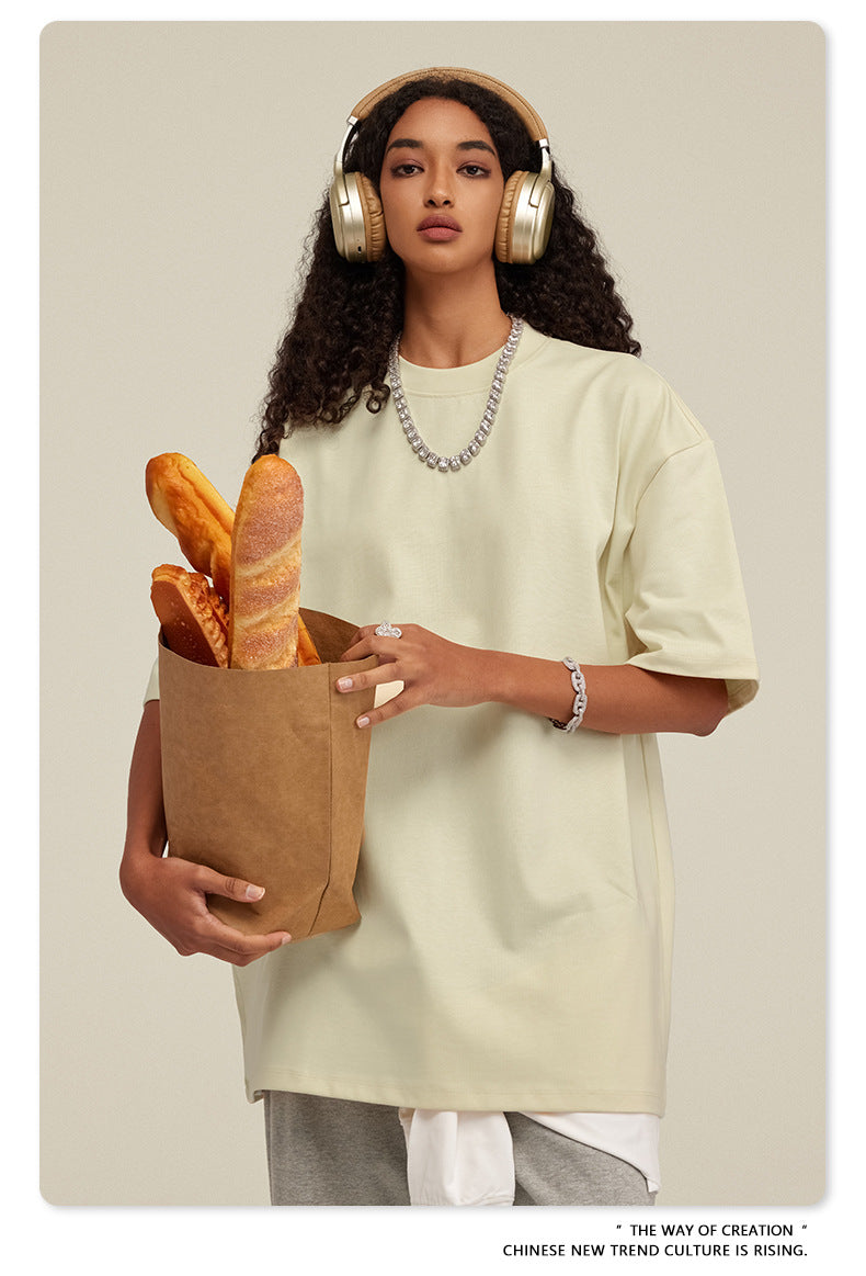 Be Men's 2024 Bashi Cotton T-shirt Heavy Loose Teen Short-Sleeved Men's T Summer Fashion Brand Short Sleeve T-shirt Men's