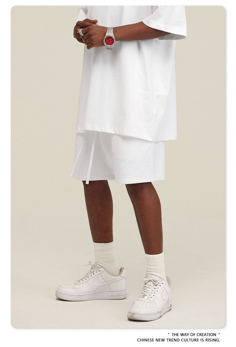 Be Men's 2024 Heavy Fog Teen Fashion Brand Men's Loose Cropped Pants Men's Sports Casual Shorts Summer