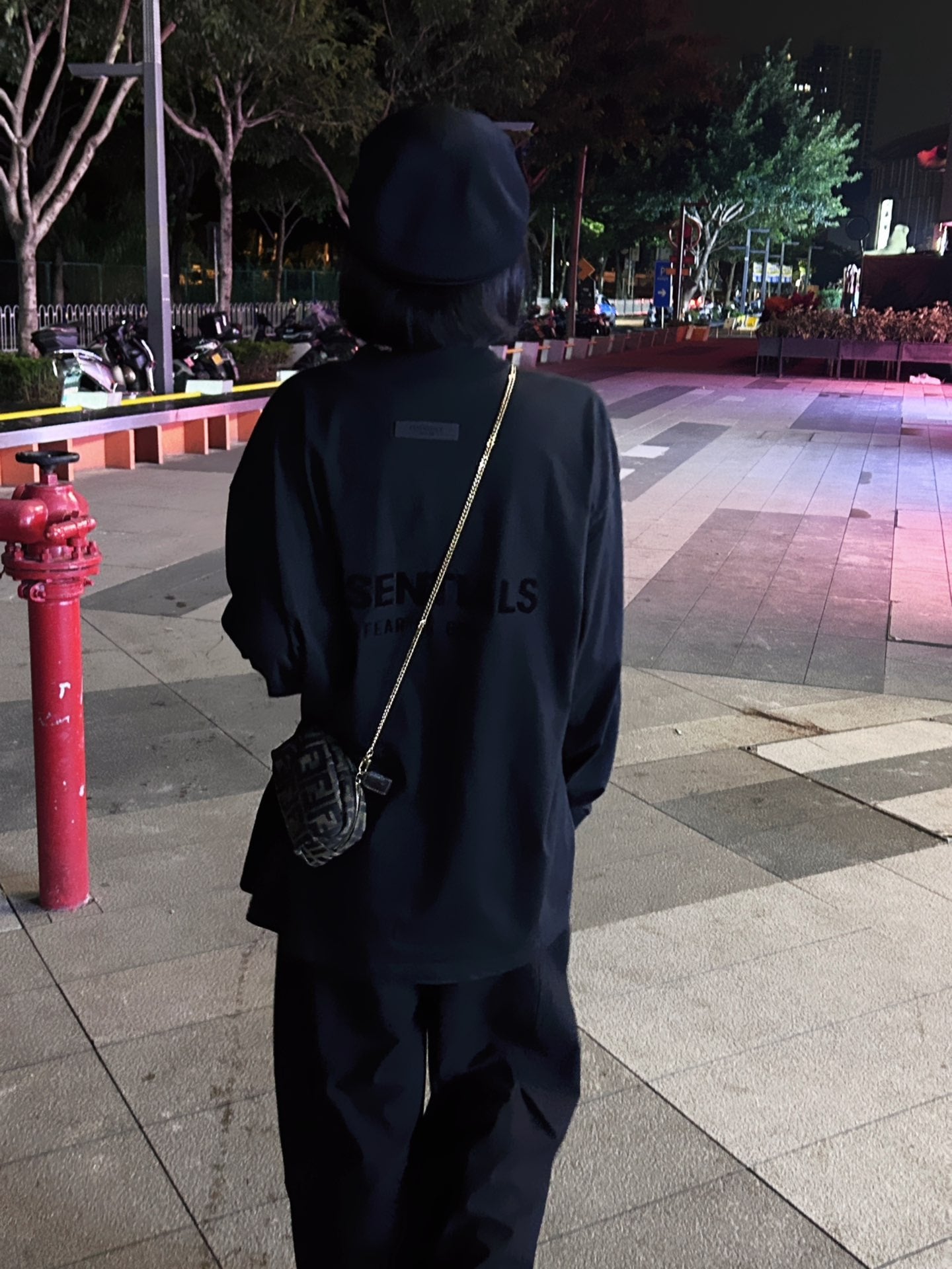 Top Essentials Flocking Letter Crew Neck 100% Cotton Long Sleeve T-shirt Fog Men and Women