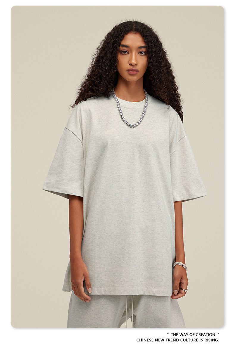 Be Men's 2024 Spring and Summer 305G Heavy T-shirt Men's American Cotton Fashion Brand Solid Color Short Sleeve Teen T-shirt