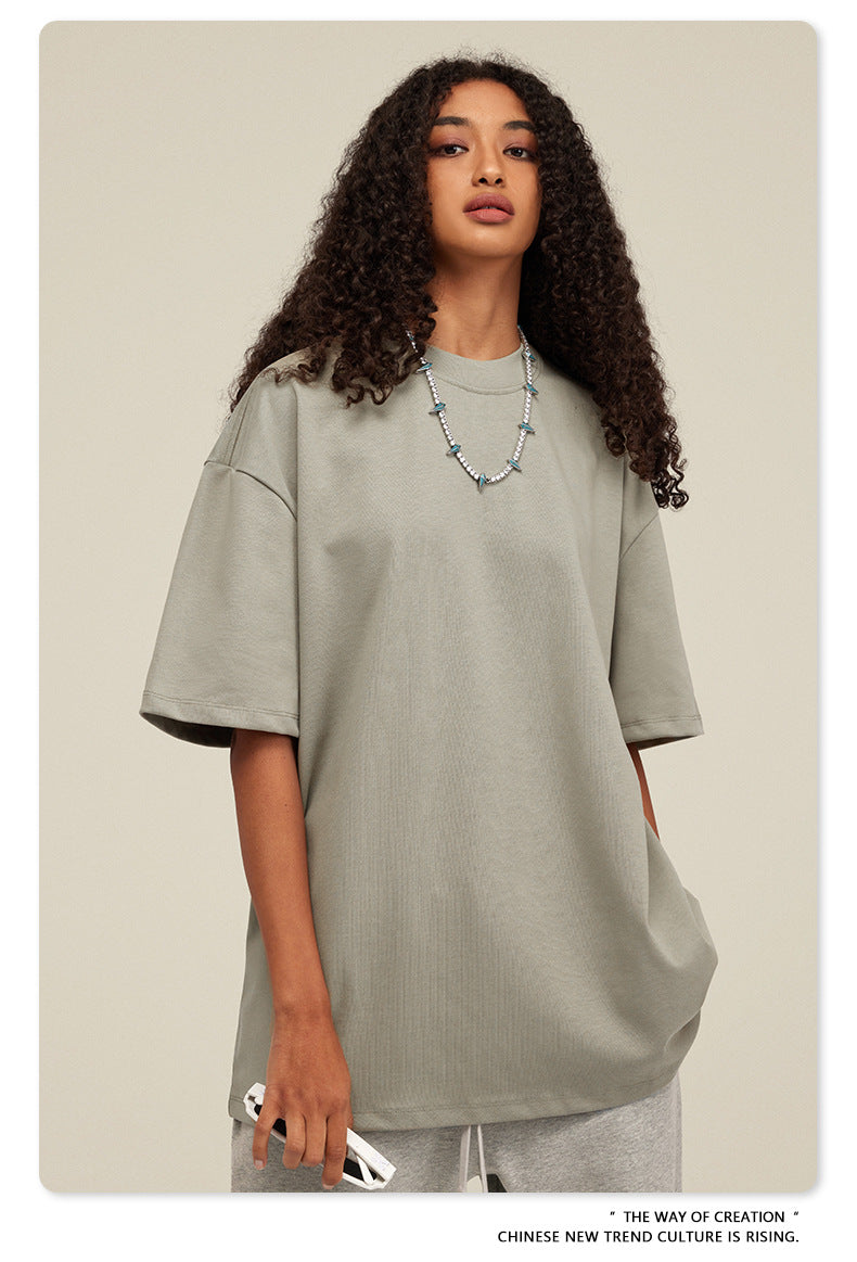 Be Men's 2024 Bashi Cotton T-shirt Heavy Loose Teen Short-Sleeved Men's T Summer Fashion Brand Short Sleeve T-shirt Men's