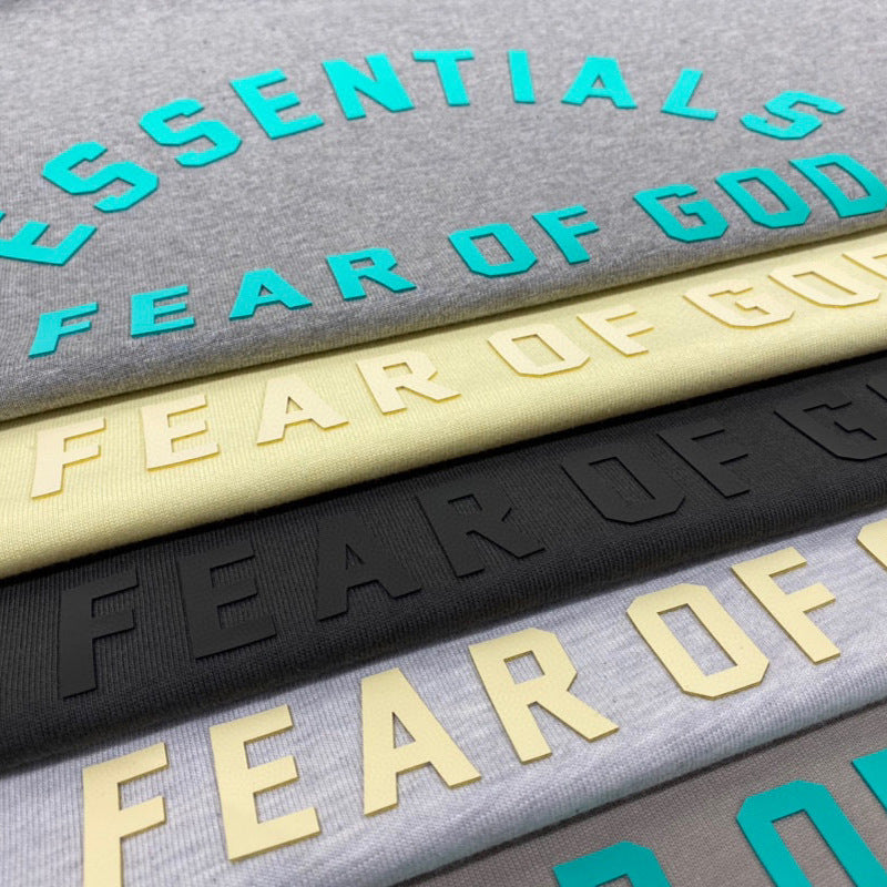 ESS **Half Arc 24ss Spring Silicone Letter 380gsm Heavy Crew Neck 100% Cotton Short Sleeve T-shirt