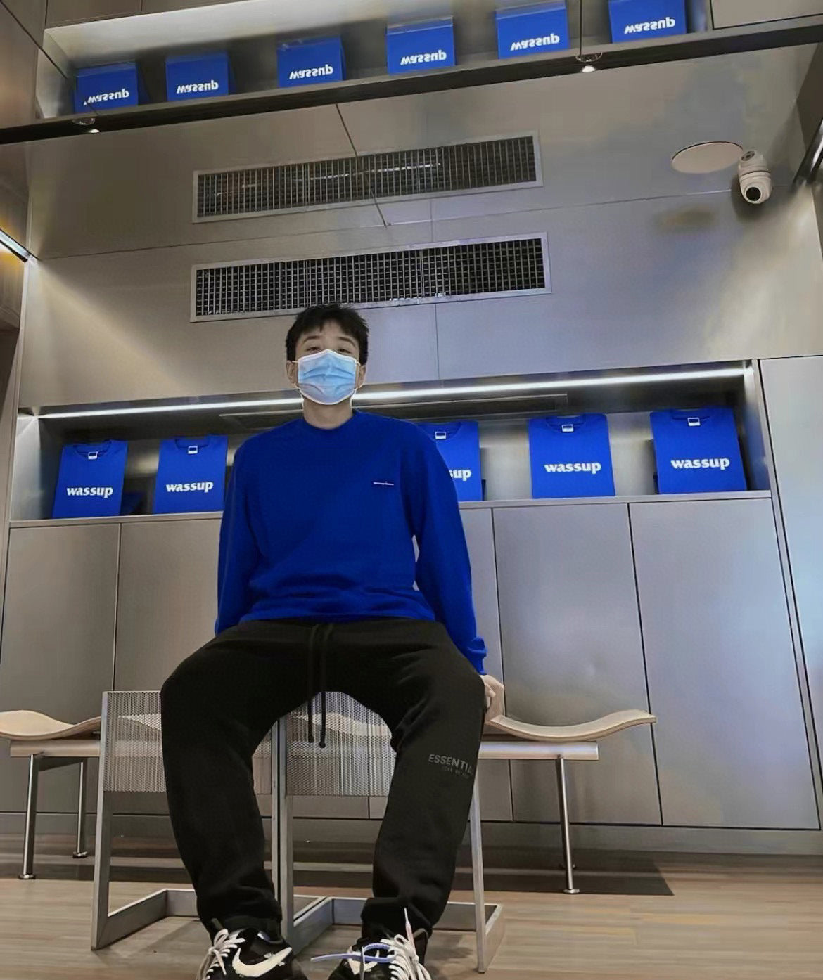 Top ESS **Fog Ankle-Tied Flocking Letter High Street Fleece-lined Loose Casual Sweatpants Trousers