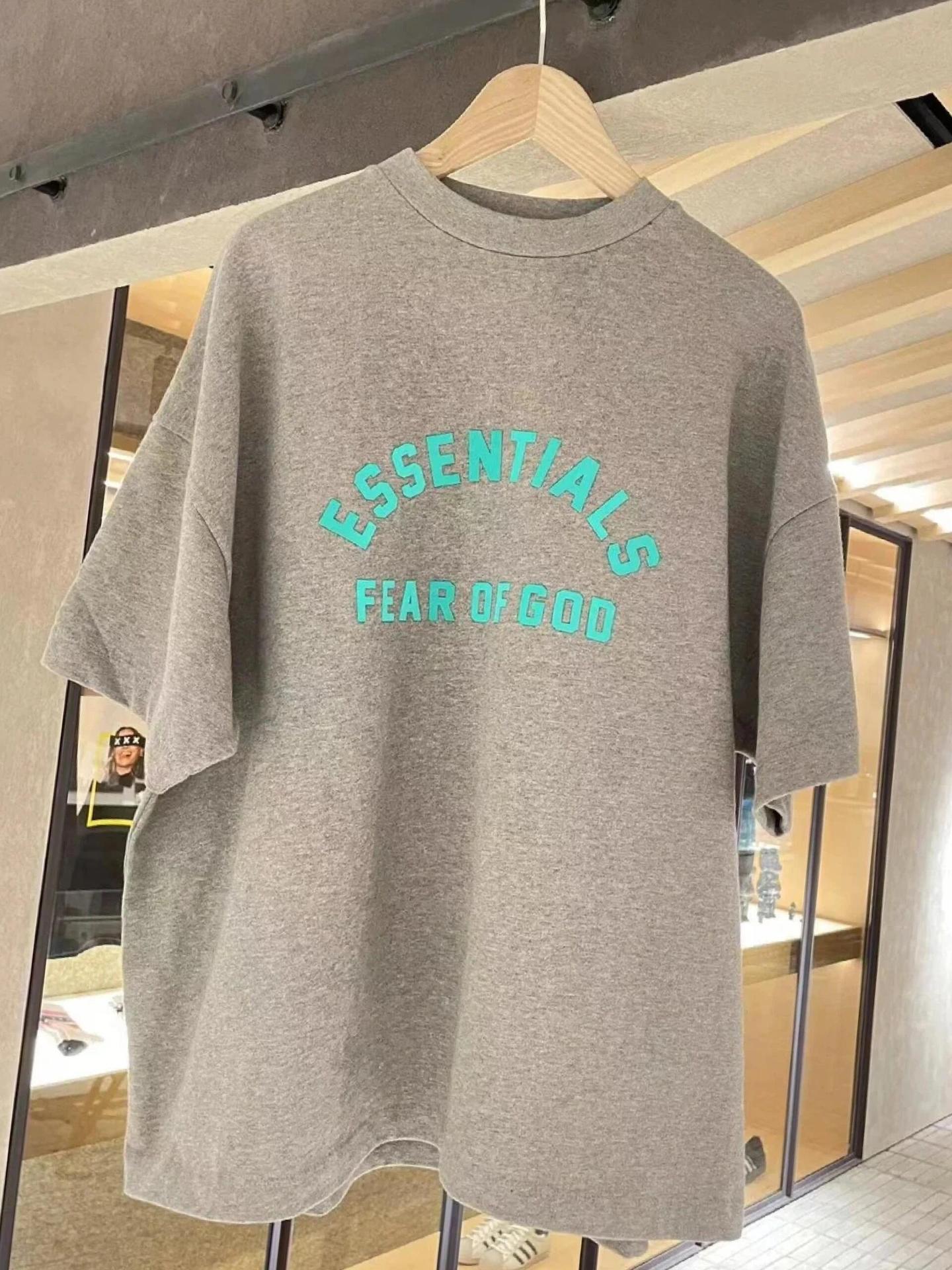 ESS **Half Arc 24ss Spring Silicone Letter 380gsm Heavy Crew Neck 100% Cotton Short Sleeve T-shirt