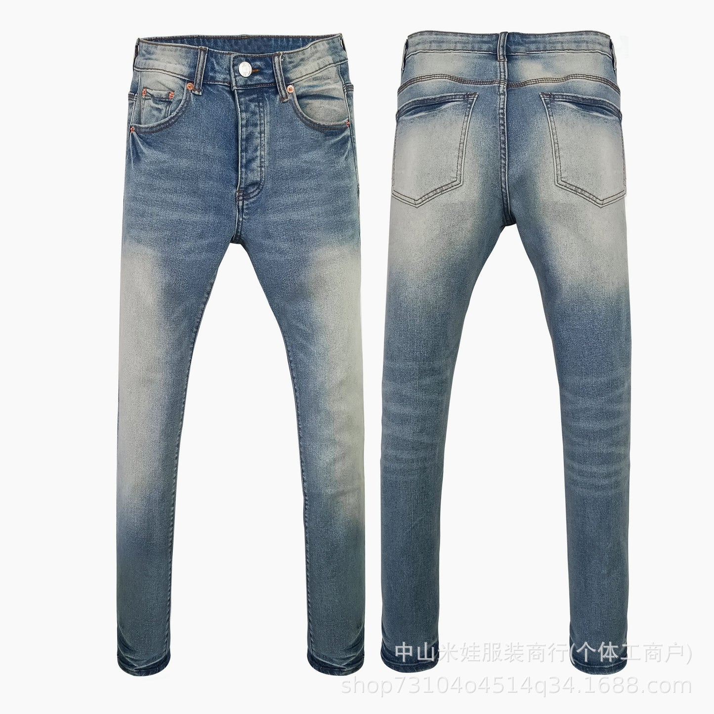 Pp6601 Purple Jeans American Style Hip Hop Ripped Jeans