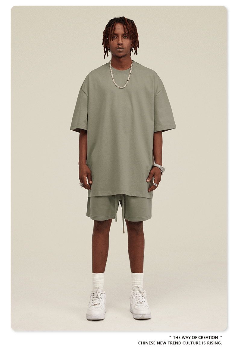 Be Men's 2024 Heavy Fog Teen Fashion Brand Men's Loose Cropped Pants Men's Sports Casual Shorts Summer