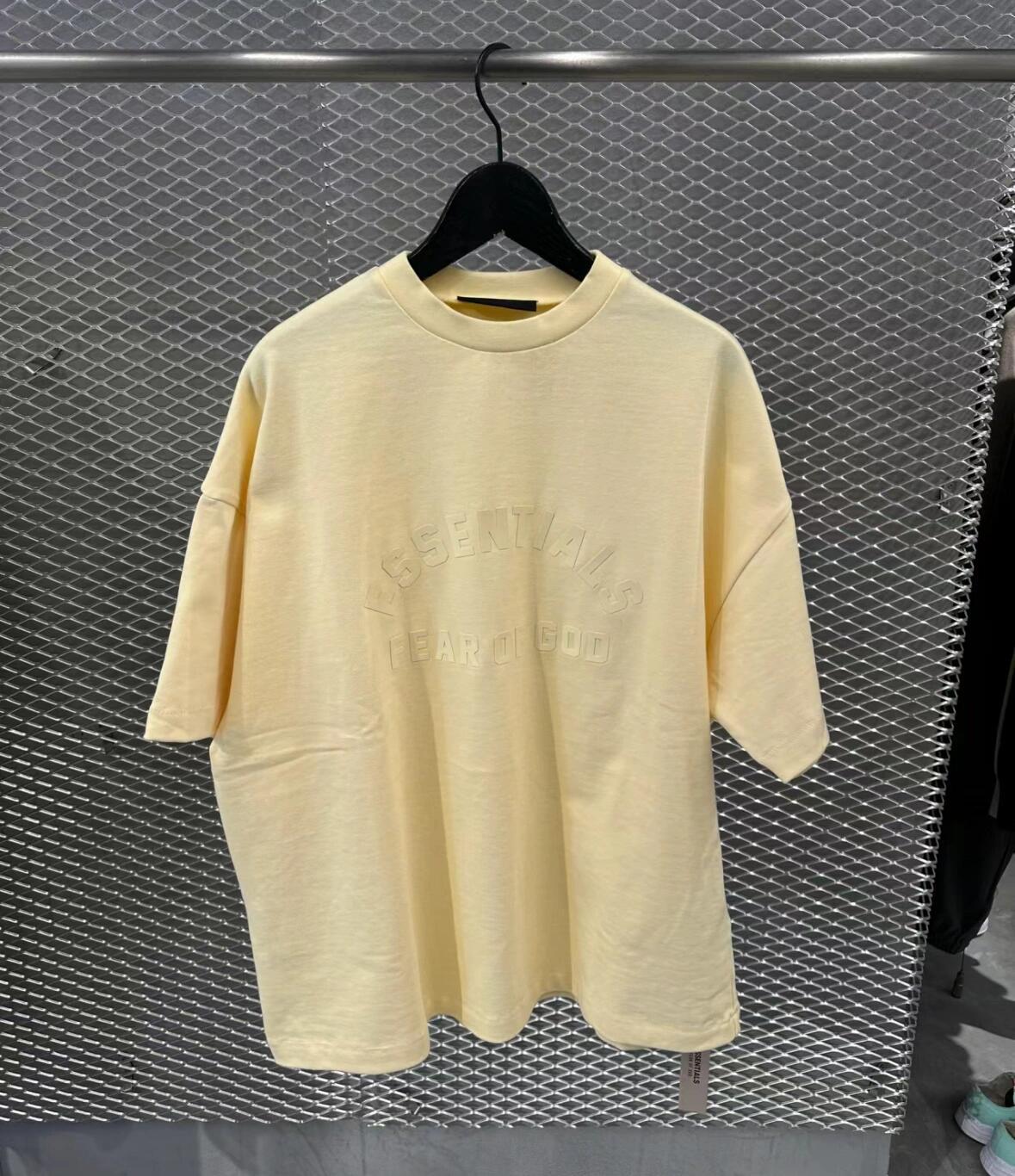 ESS **Half Arc 24ss Spring Silicone Letter 380gsm Heavy Crew Neck 100% Cotton Short Sleeve T-shirt