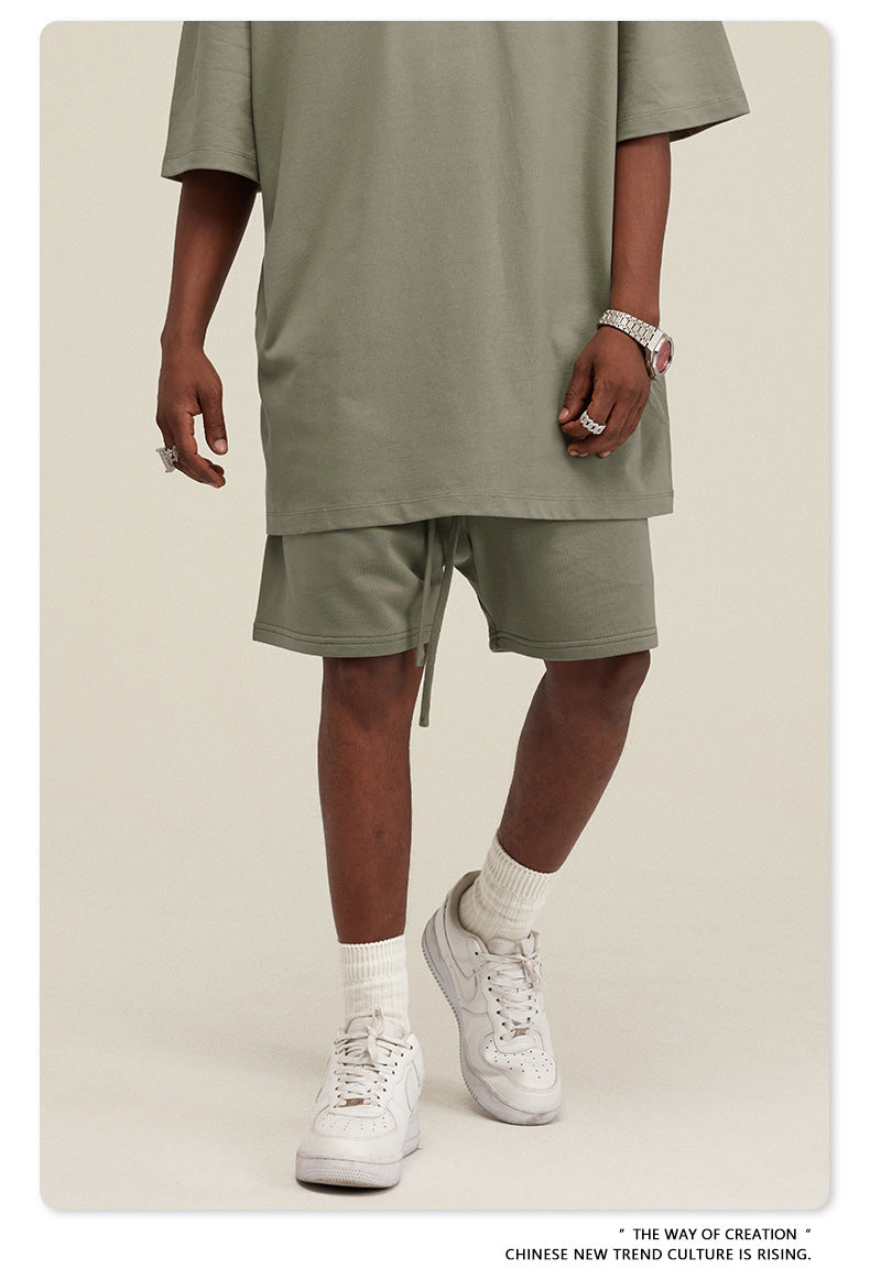 Be Men's 2024 Heavy Fog Teen Fashion Brand Men's Loose Cropped Pants Men's Sports Casual Shorts Summer