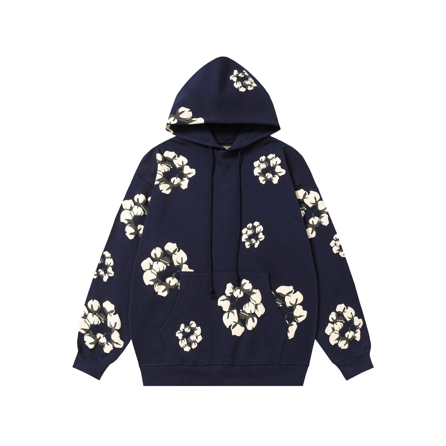 New Denim 380gsm tears 100% cotton flowers men hoodies