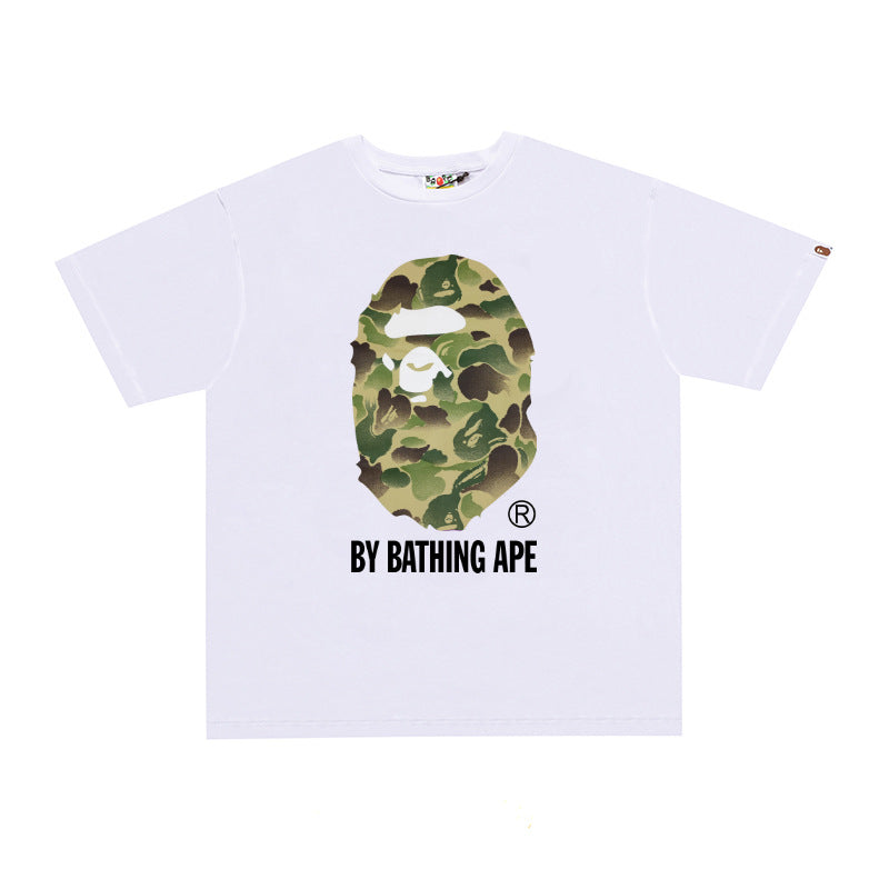 BP2001 Bape Original  Street Cotton Loose Couple Casual T-shirt Short Sleeve Shirt