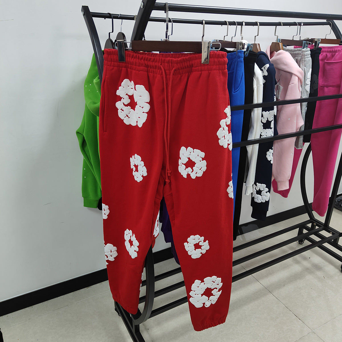 DENIM Puffy Printed 450gsm 100% Cotton Long Pants Sweater for women and men