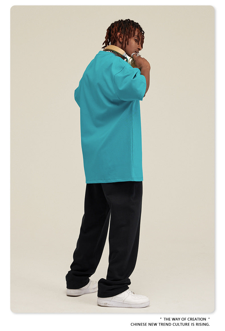 Be Men's 2024 Bashi Cotton T-shirt Heavy Loose Teen Short-Sleeved Men's T Summer Fashion Brand Short Sleeve T-shirt Men's