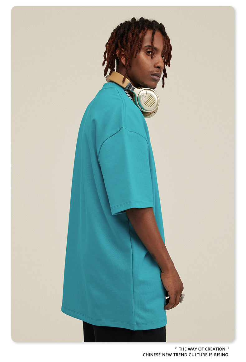 Be Men's 2024 Bashi Cotton T-shirt Heavy Loose Teen Short-Sleeved Men's T Summer Fashion Brand Short Sleeve T-shirt Men's