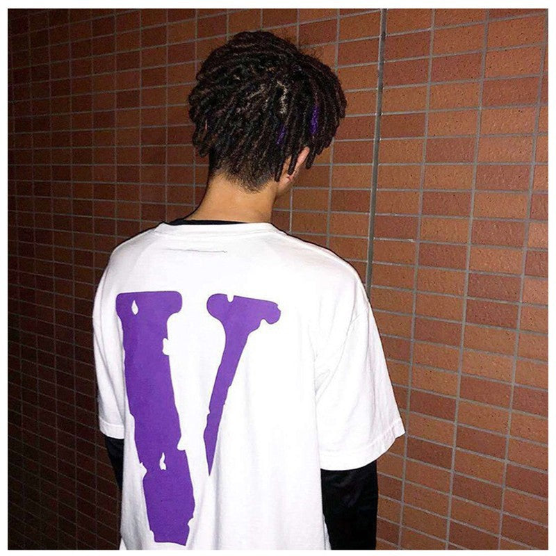 Wholesale Same style as wang yibo lone Short-sleeved with a large back v Reflective Rhinestone Devil Angel Couple Outfit Loose Fit T Shirt