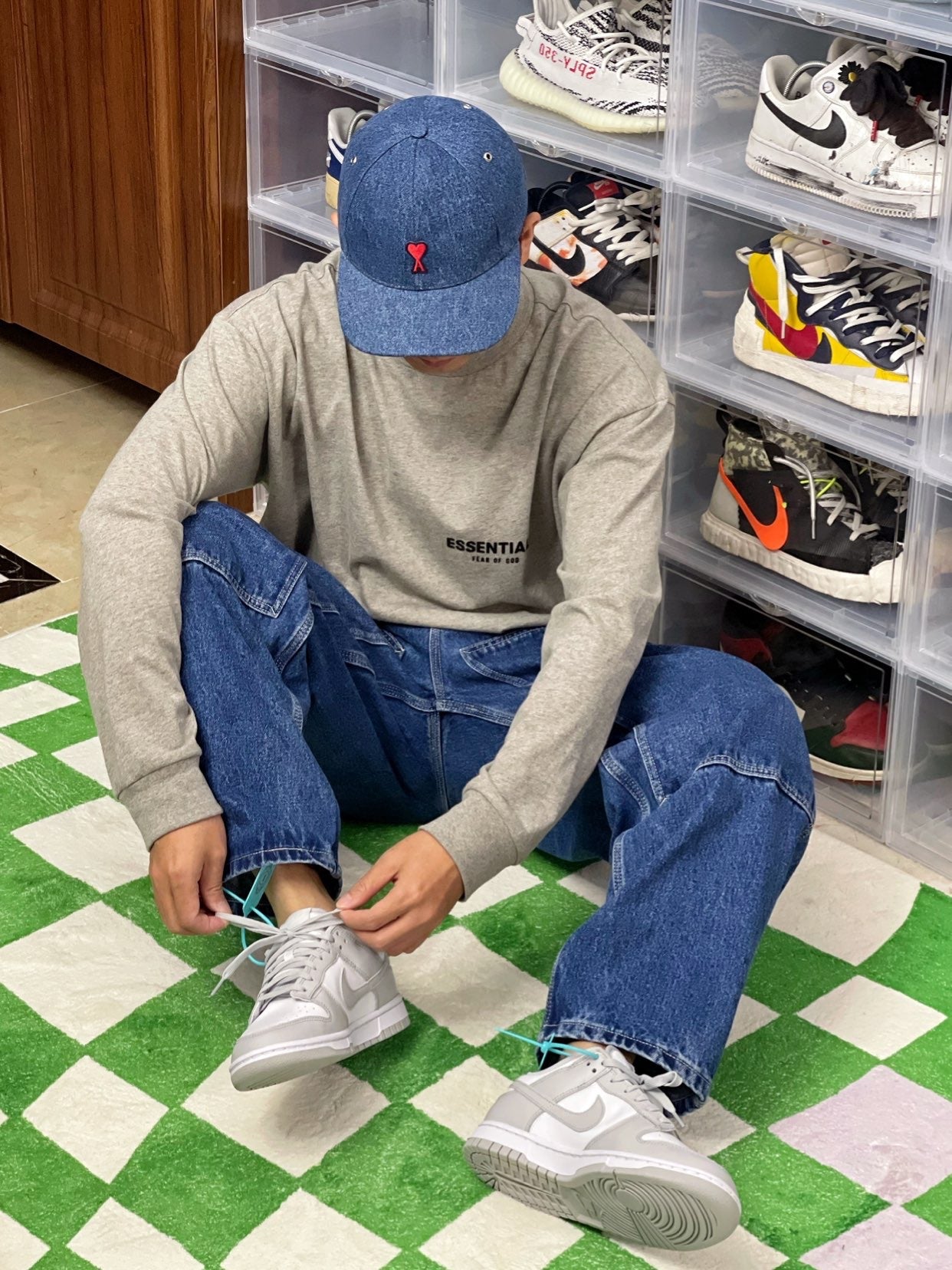 Top Essentials Flocking Letter Crew Neck 100% Cotton Long Sleeve T-shirt Fog Men and Women