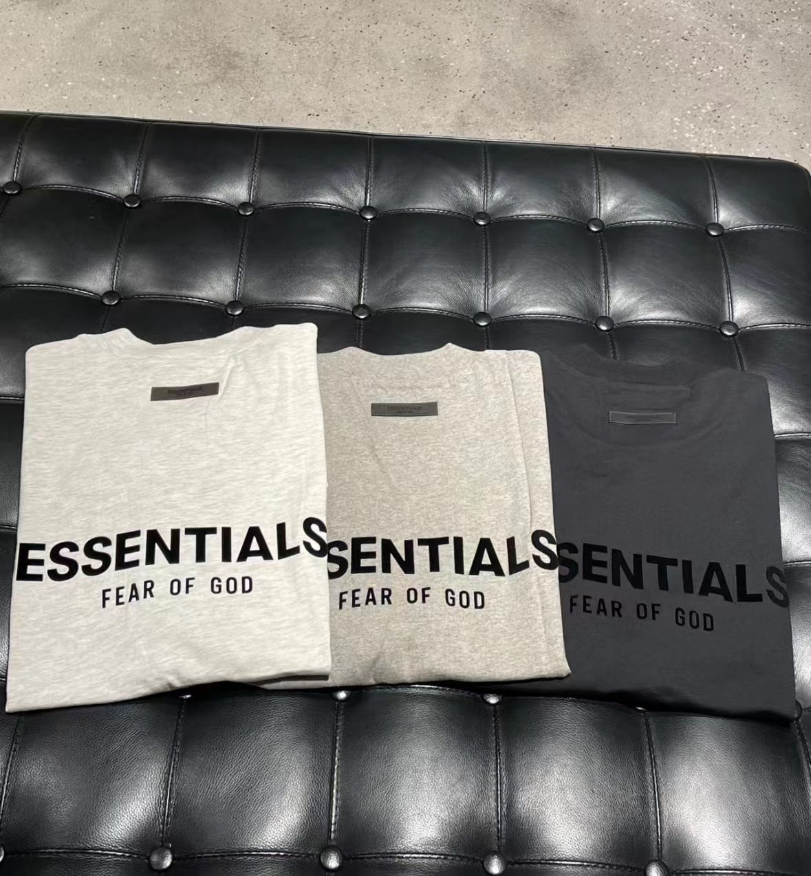 Top ESS Front and Rear Three-Dimensional Flocking Letters 100% Cotton round Neck Loose Couple Short Sleeve T-shirt