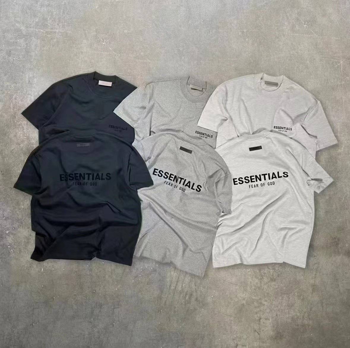 Top ESS Front and Rear Three-Dimensional Flocking Letters 100% Cotton round Neck Loose Couple Short Sleeve T-shirt