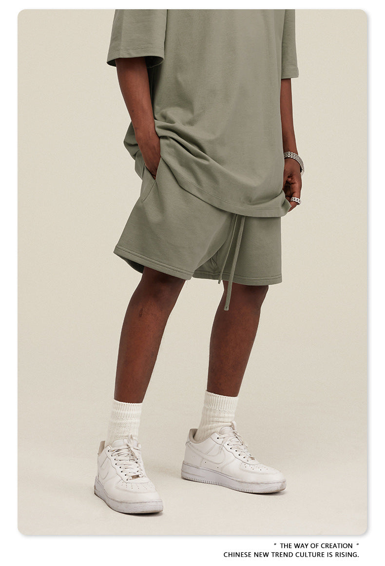 Be Men's 2024 Heavy Fog Teen Fashion Brand Men's Loose Cropped Pants Men's Sports Casual Shorts Summer