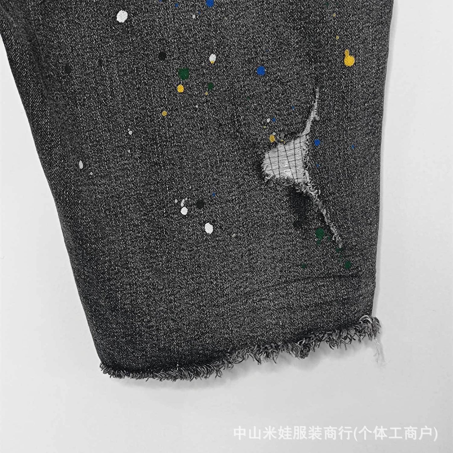 Purple Jeans Splash-Ink Jeans Washed Do the Old Cowboy Denim Shorts