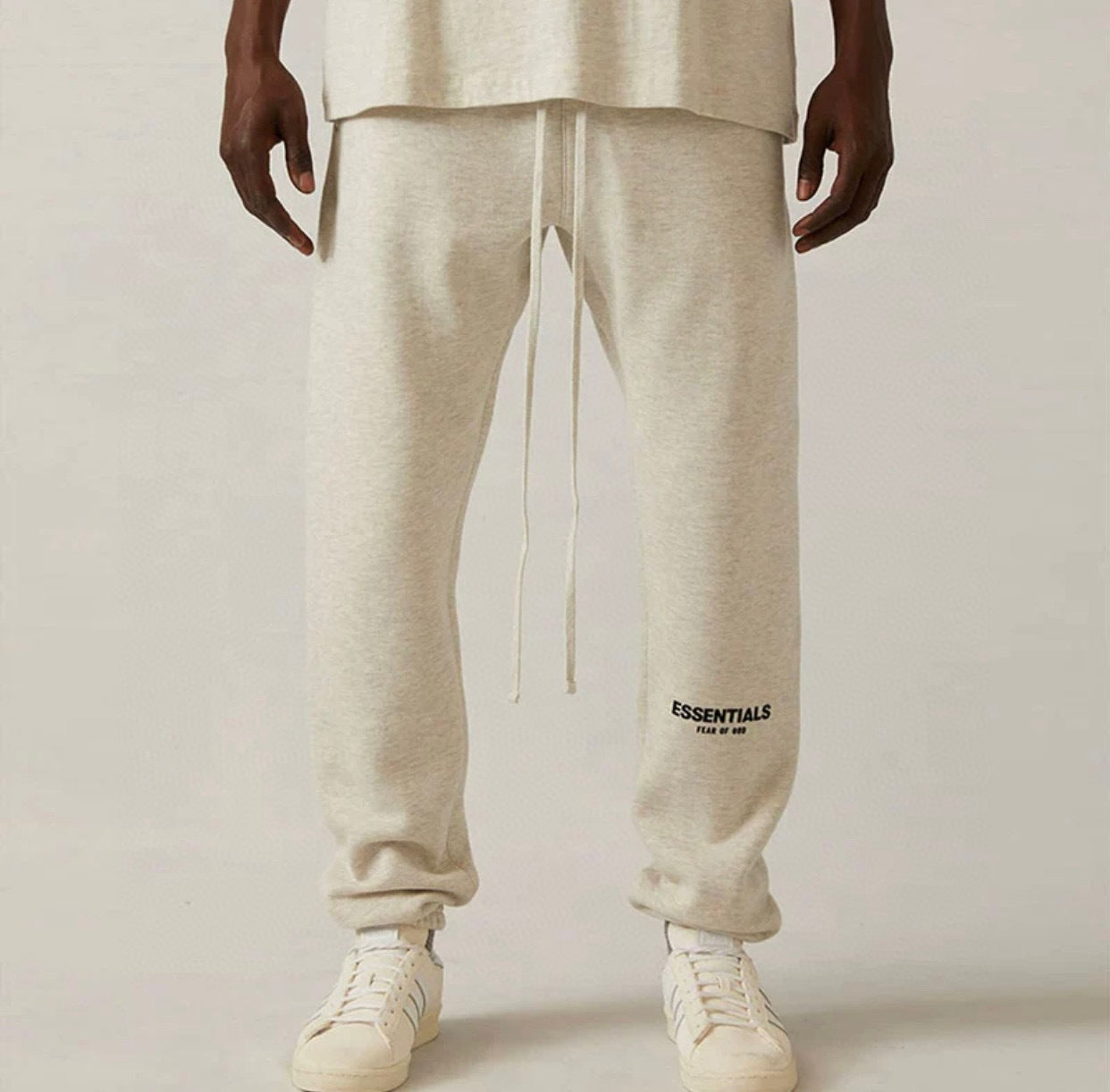 Top ESS **Fog Ankle-Tied Flocking Letter High Street Fleece-lined Loose Casual Sweatpants Trousers