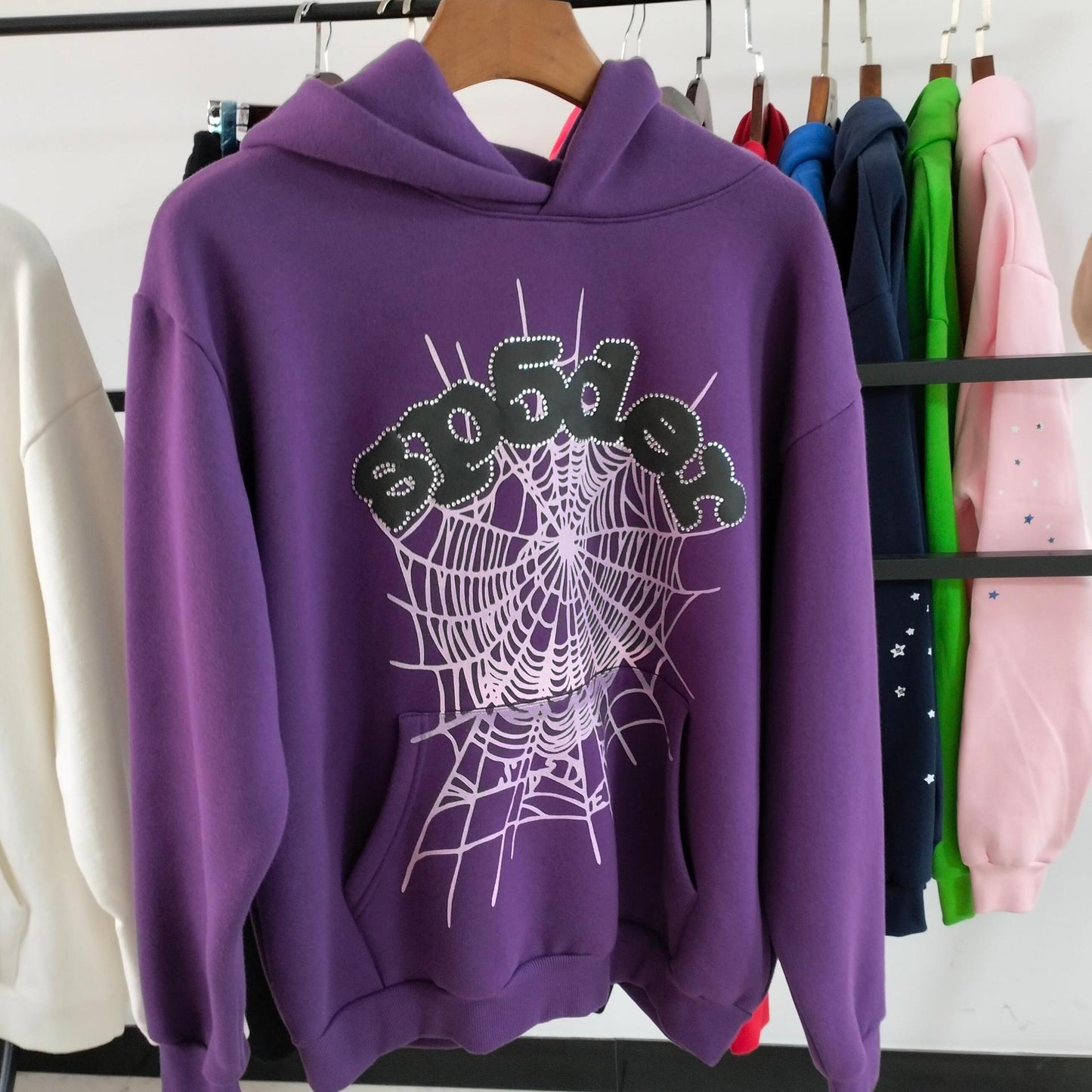 part2- 430gsm Sp5der Hoodies 100% Cotton Hoodie for men and women