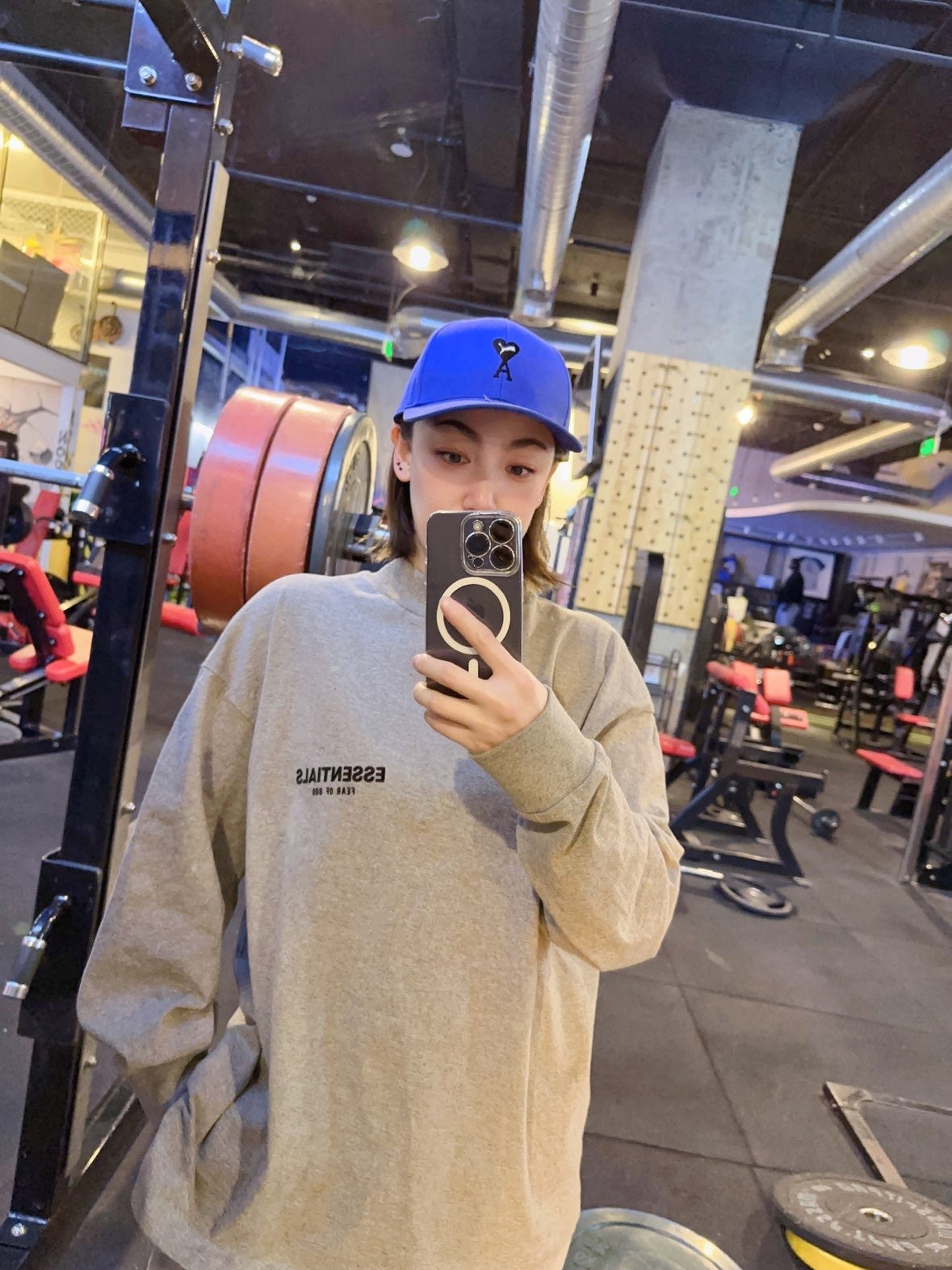 Top Essentials Flocking Letter Crew Neck 100% Cotton Long Sleeve T-shirt Fog Men and Women