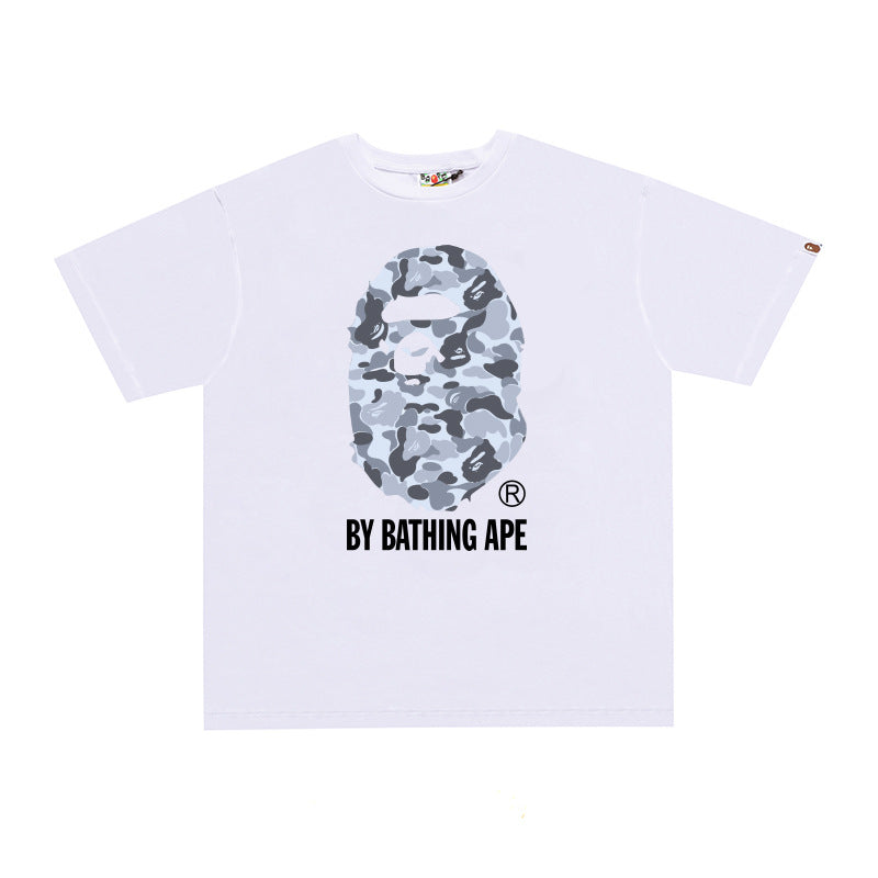 BP2001 Bape Original  Street Cotton Loose Couple Casual T-shirt Short Sleeve Shirt