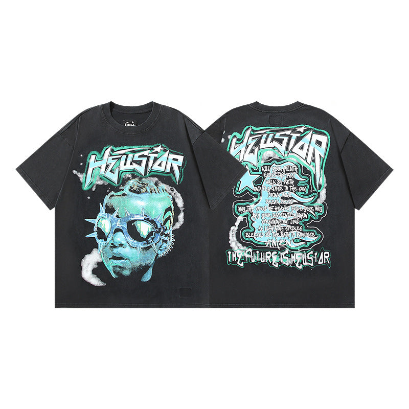 2024 SS Hell starLoose Pullover Short Sleeve T-shirt Green Less