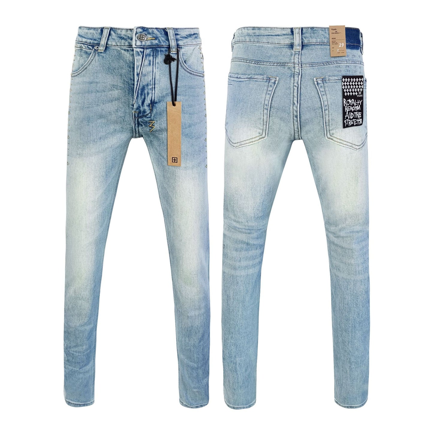 Ksb301 Jeans Straight Ripped Stretch American High Street Casual Men's Jeans