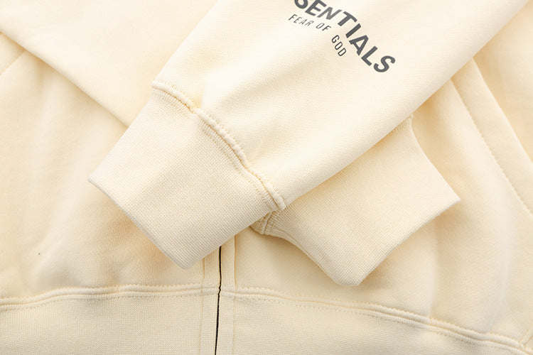 ESS Silicone Letter Zipper with Fleece Lining100% Cotton Hooded Sweater