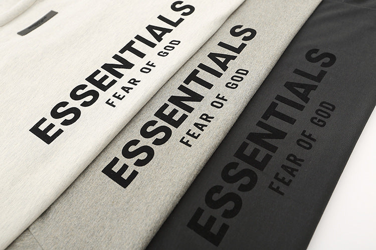 Top ESS Front and Rear Three-Dimensional Flocking Letters 100% Cotton round Neck Loose Couple Short Sleeve T-shirt