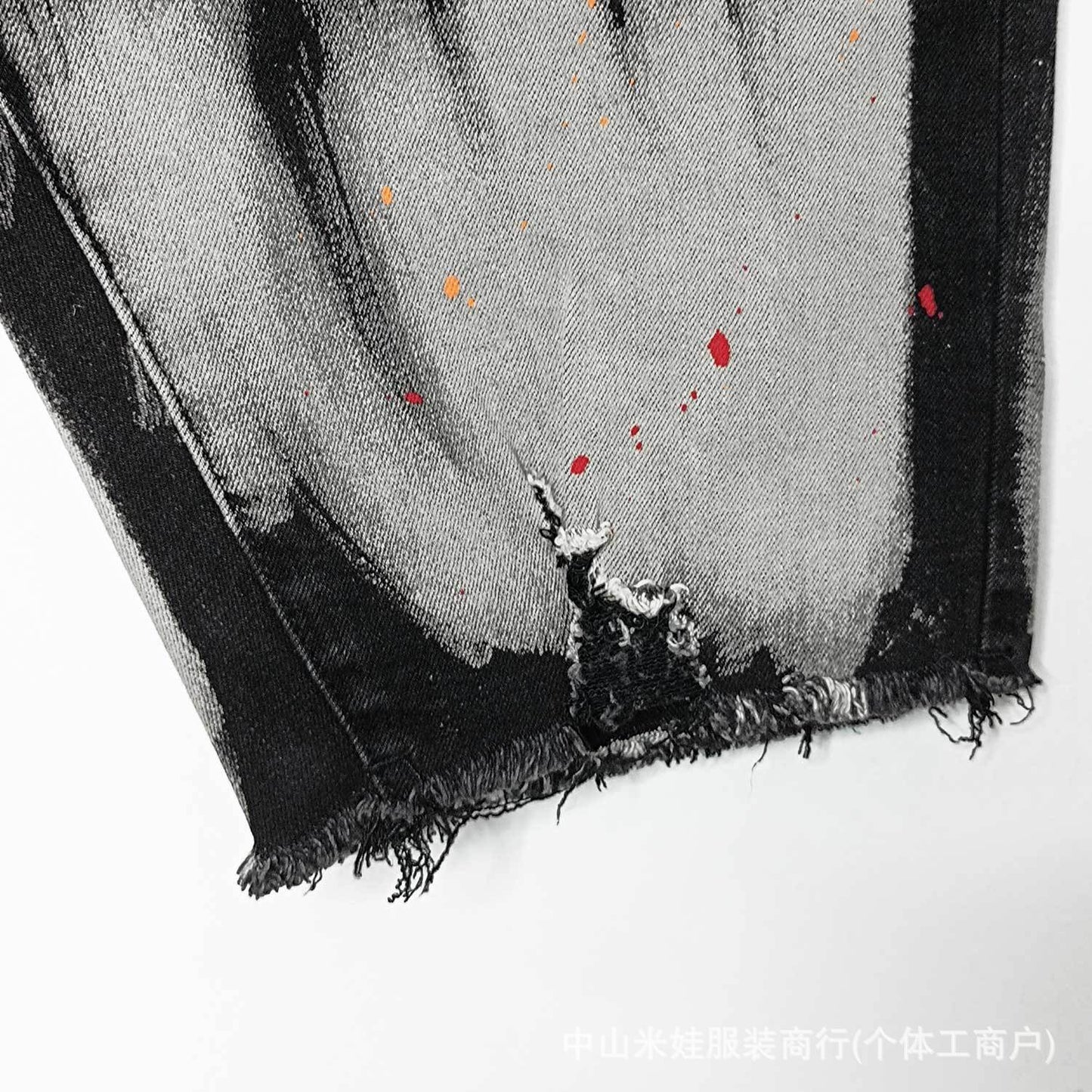 Purple Jeans Splashed Ink Black Jeans