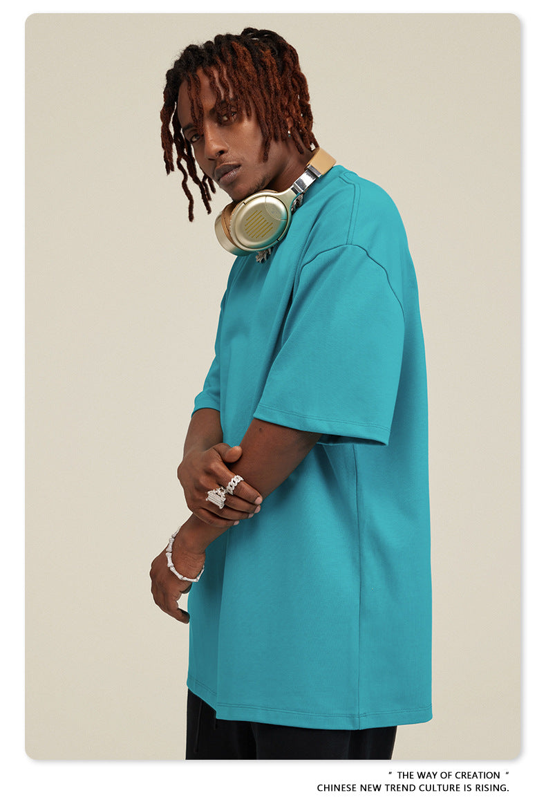 Be Men's 2024 Bashi Cotton T-shirt Heavy Loose Teen Short-Sleeved Men's T Summer Fashion Brand Short Sleeve T-shirt Men's