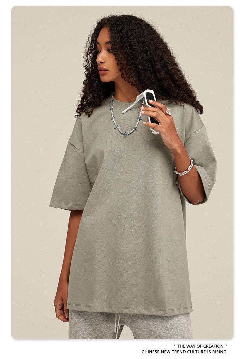 Be Men's 2024 Bashi Cotton T-shirt Heavy Loose Teen Short-Sleeved Men's T Summer Fashion Brand Short Sleeve T-shirt Men's