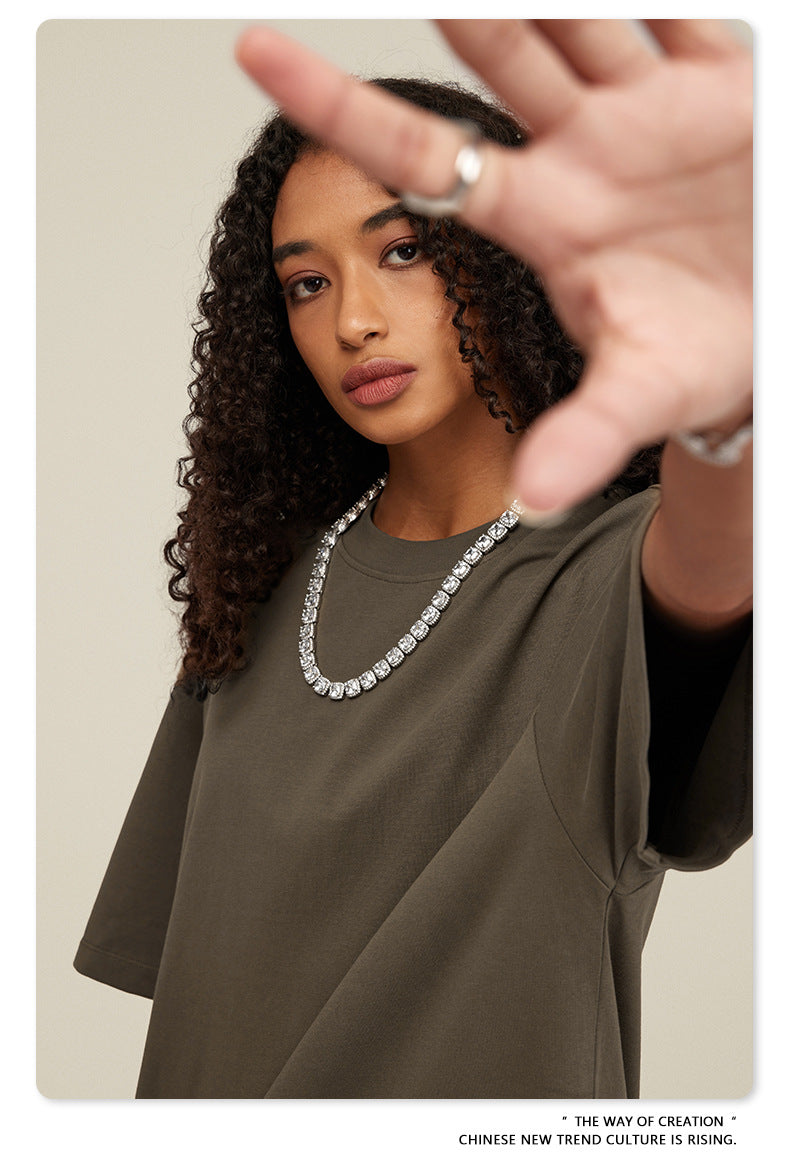 Be Men's 2024 Spring and Summer 305G Heavy T-shirt Men's American Cotton Fashion Brand Solid Color Short Sleeve Teen T-shirt