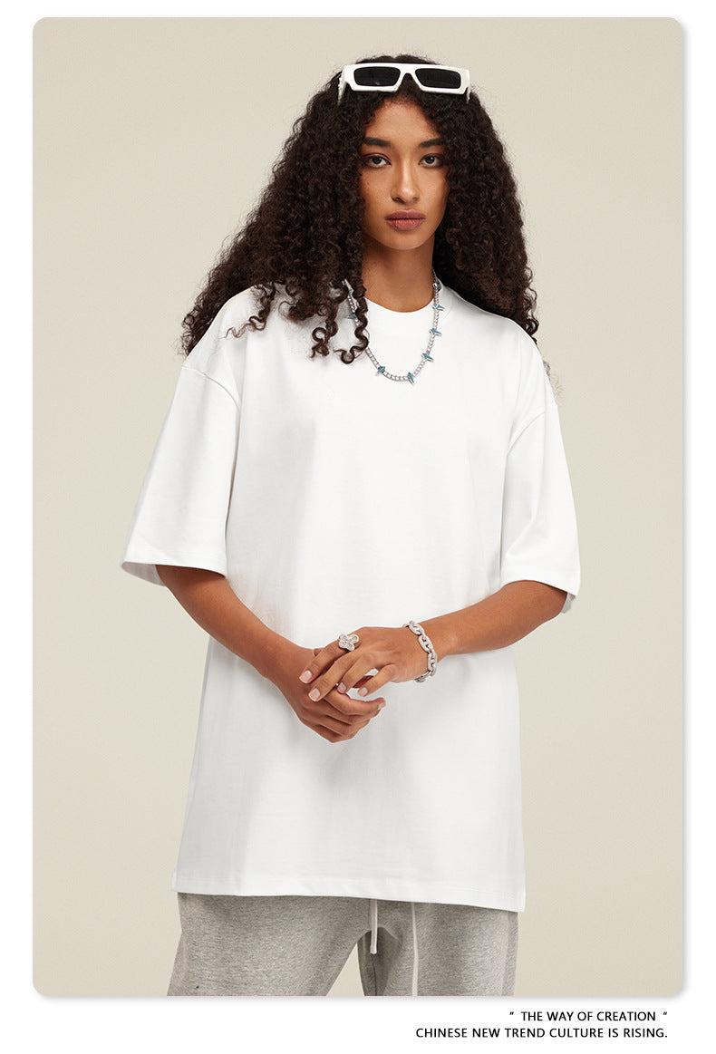 Be Men's 2024 Bashi Cotton T-shirt Heavy Loose Teen Short-Sleeved Men's T Summer Fashion Brand Short Sleeve T-shirt Men's