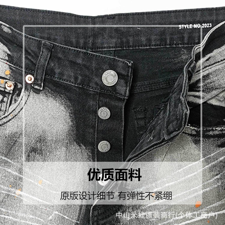 Purple Jeans Splashed Ink Black Jeans