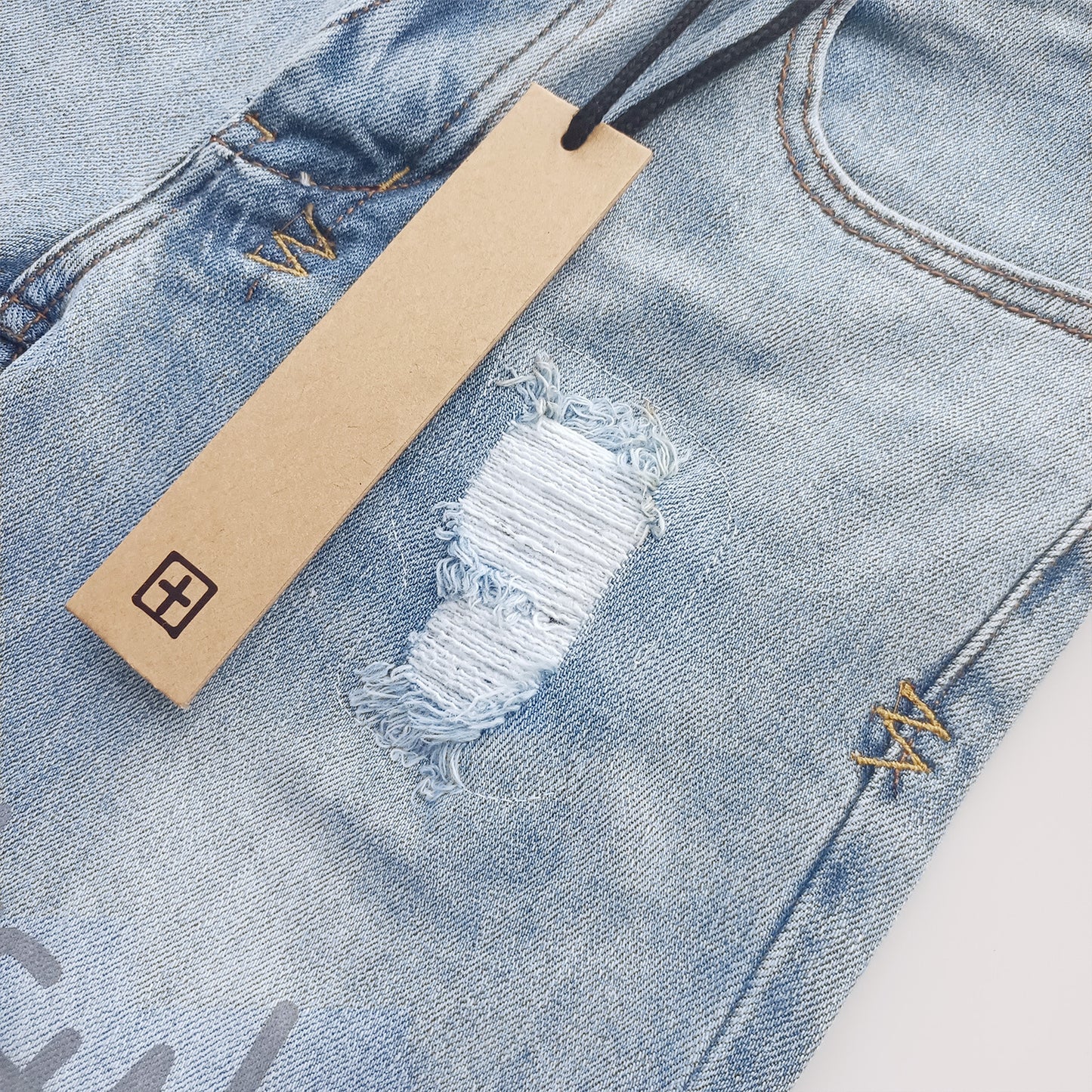 KSB901 Jeans straight-leg Ripped Stretch American High Street Casual Men's Jeans